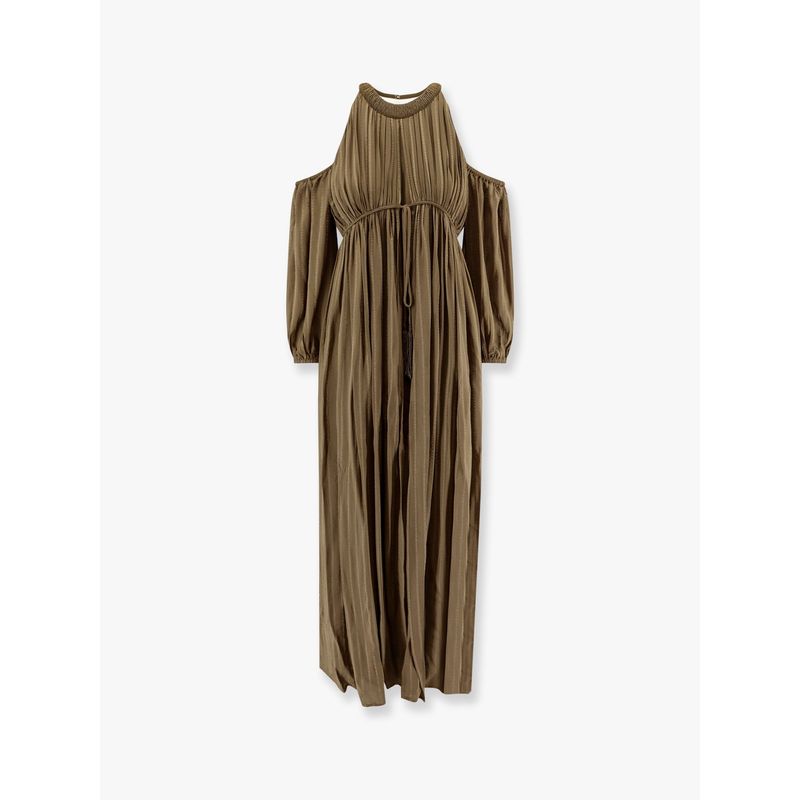 Pinko Women Allenatore Georgette Long Dress With Striped Motif